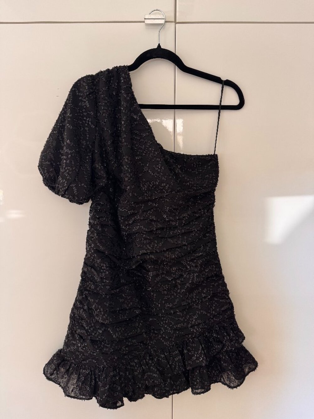 Mango Asymmetrical One-Shoulder Glitter Mini Dress - NWOT